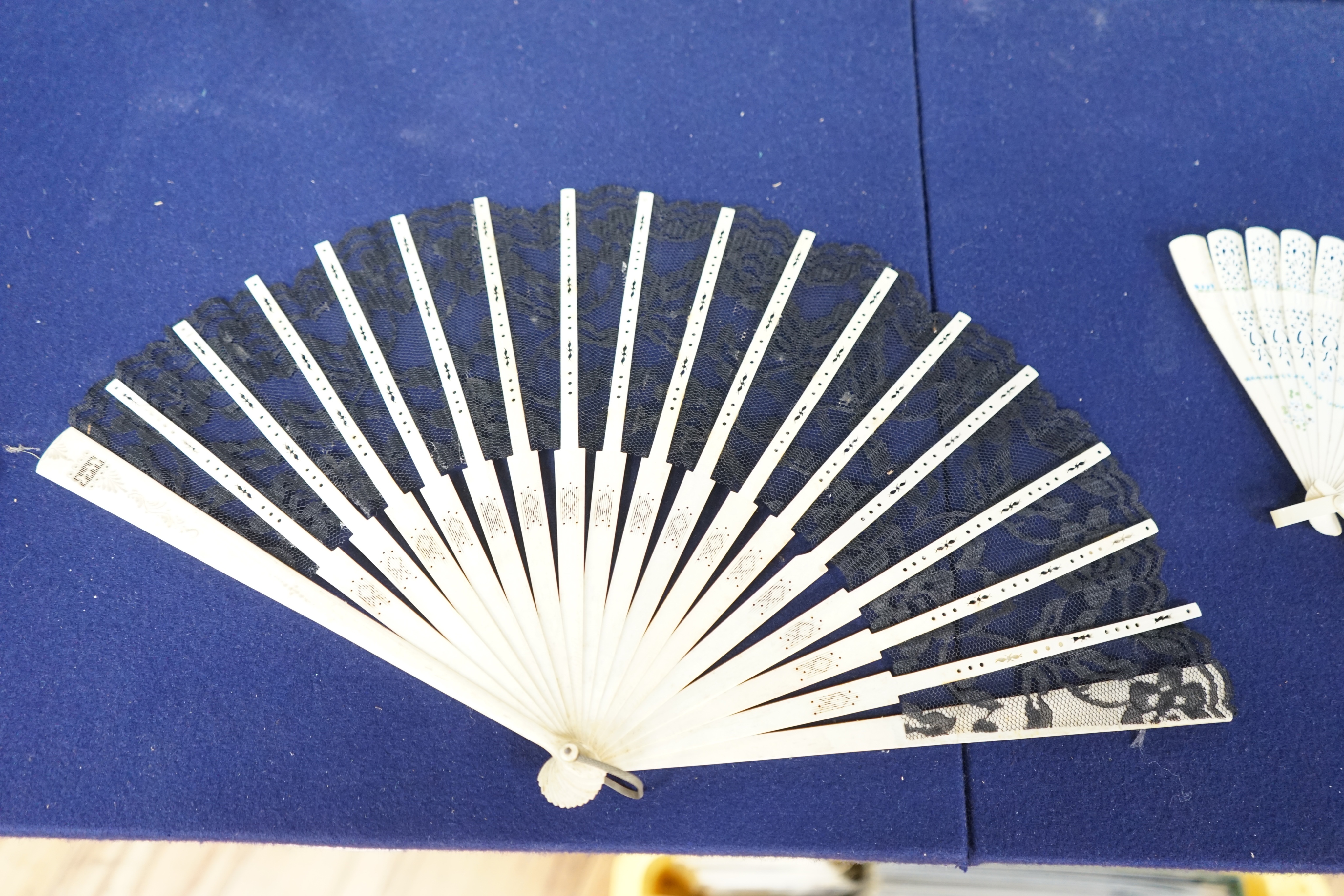 A collection of 10 fans, including some ivory and bone, 19th/early 20th century